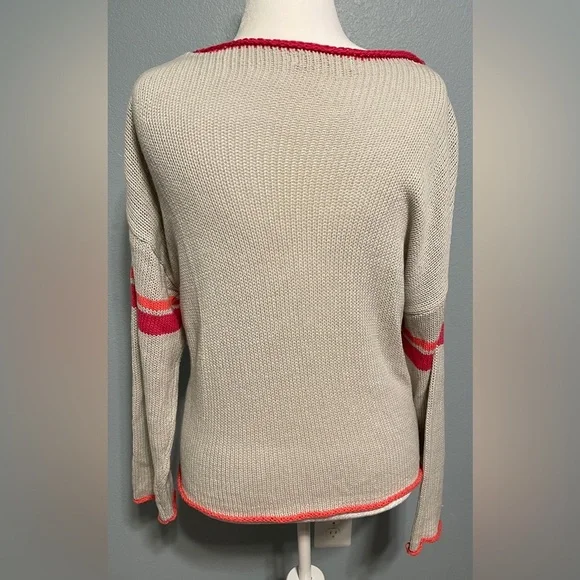 Natural Life Smiley Face Gray Knit Sweater Boho Cozy Oversized Pullover Medium - Picture 3 of 8